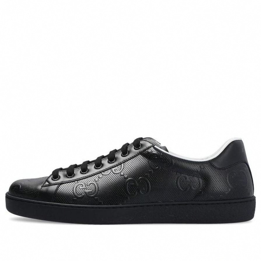 Embossed GG Perforated Leather Sneakers | Black