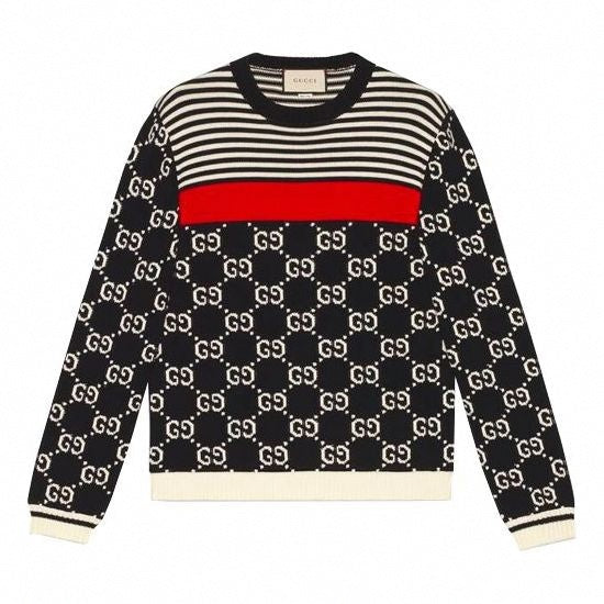 GG Jacquard & Striped Knit Sweater