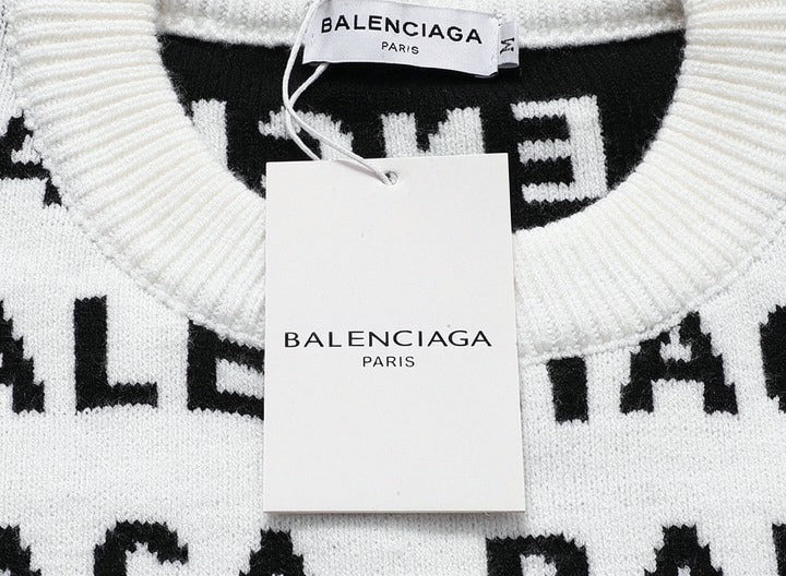 Allover Logo Diagonal Intarsia Knit Crewneck