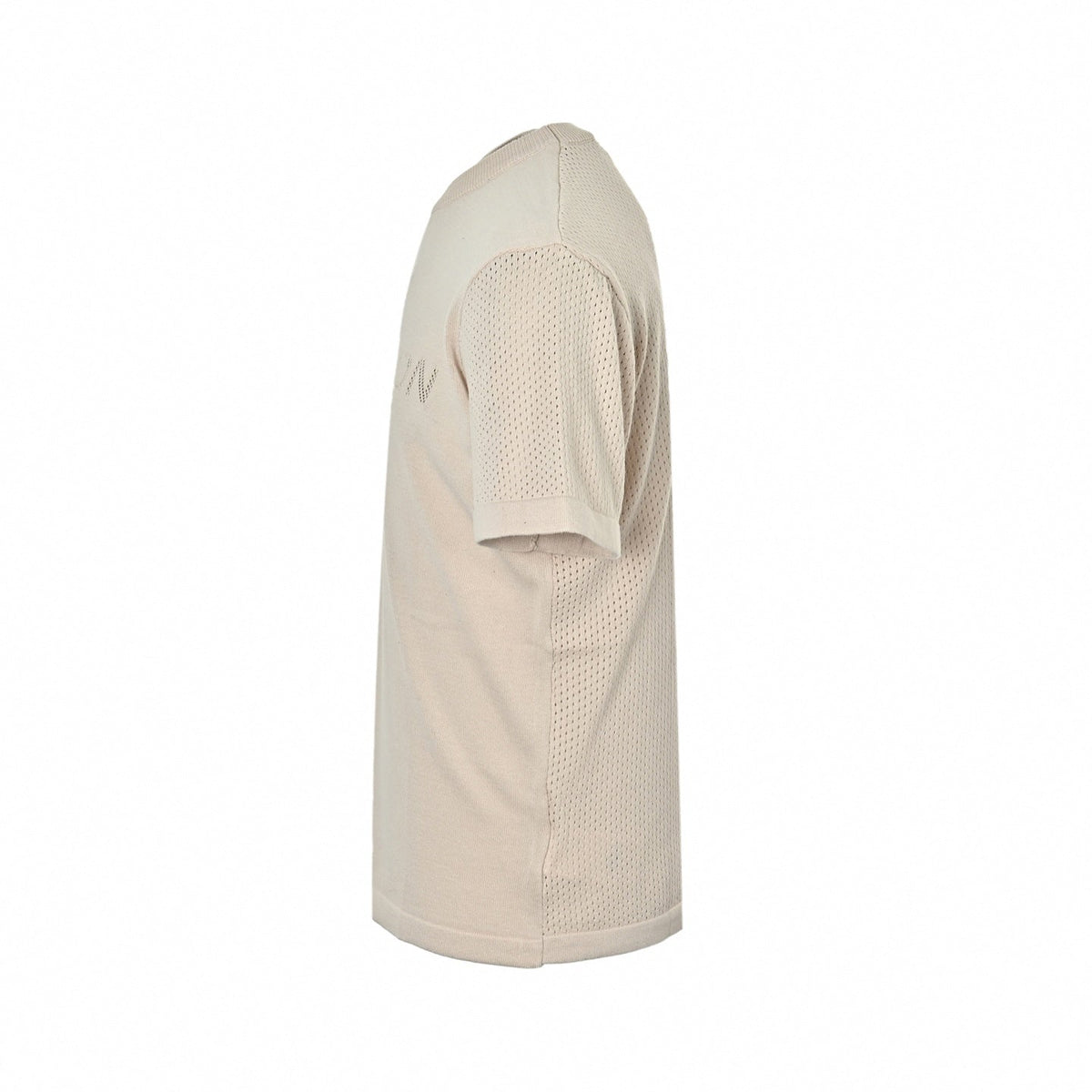 Pointelle Logo Knit T-Shirt - Beige