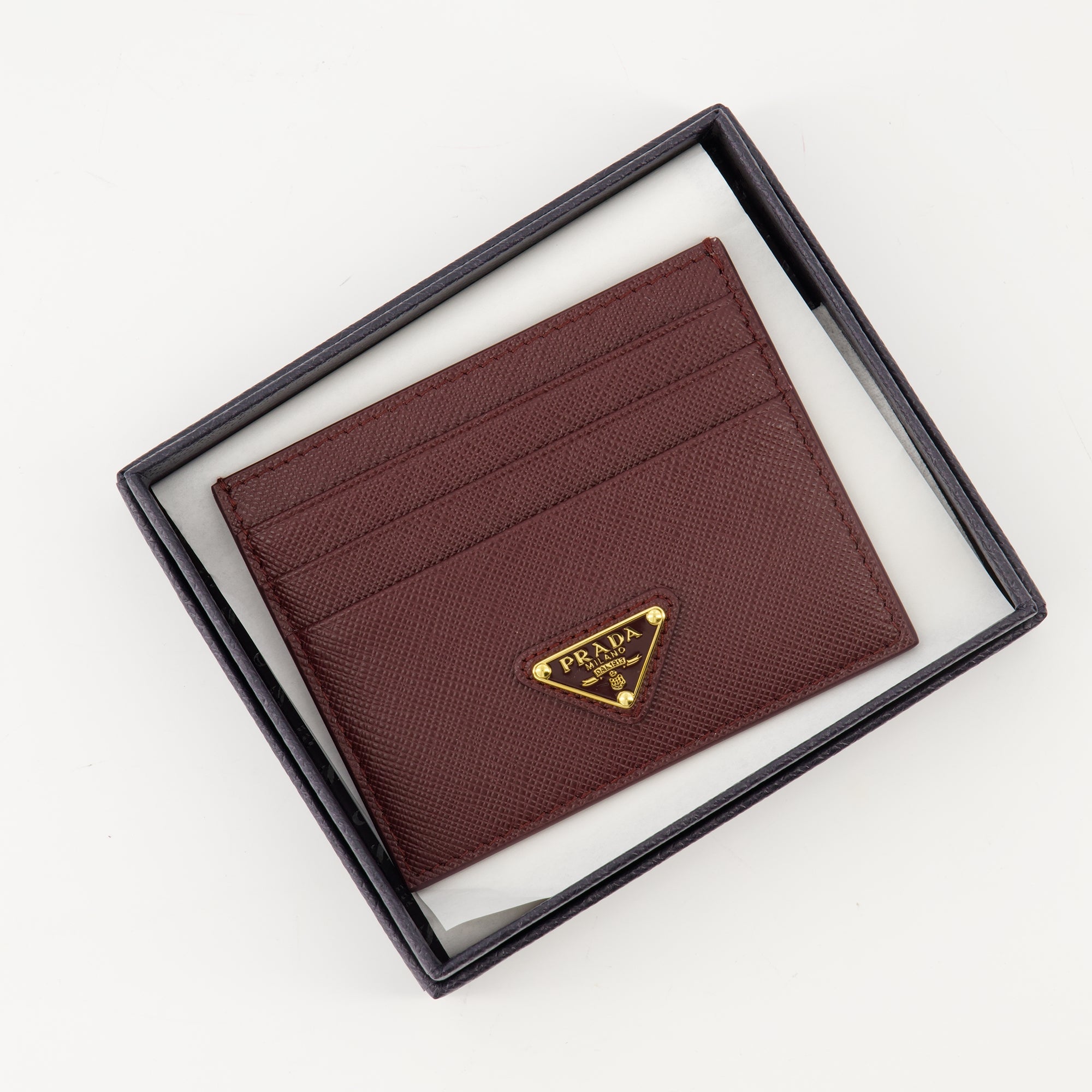 Saffiano Leather Card Holder | Bordeaux