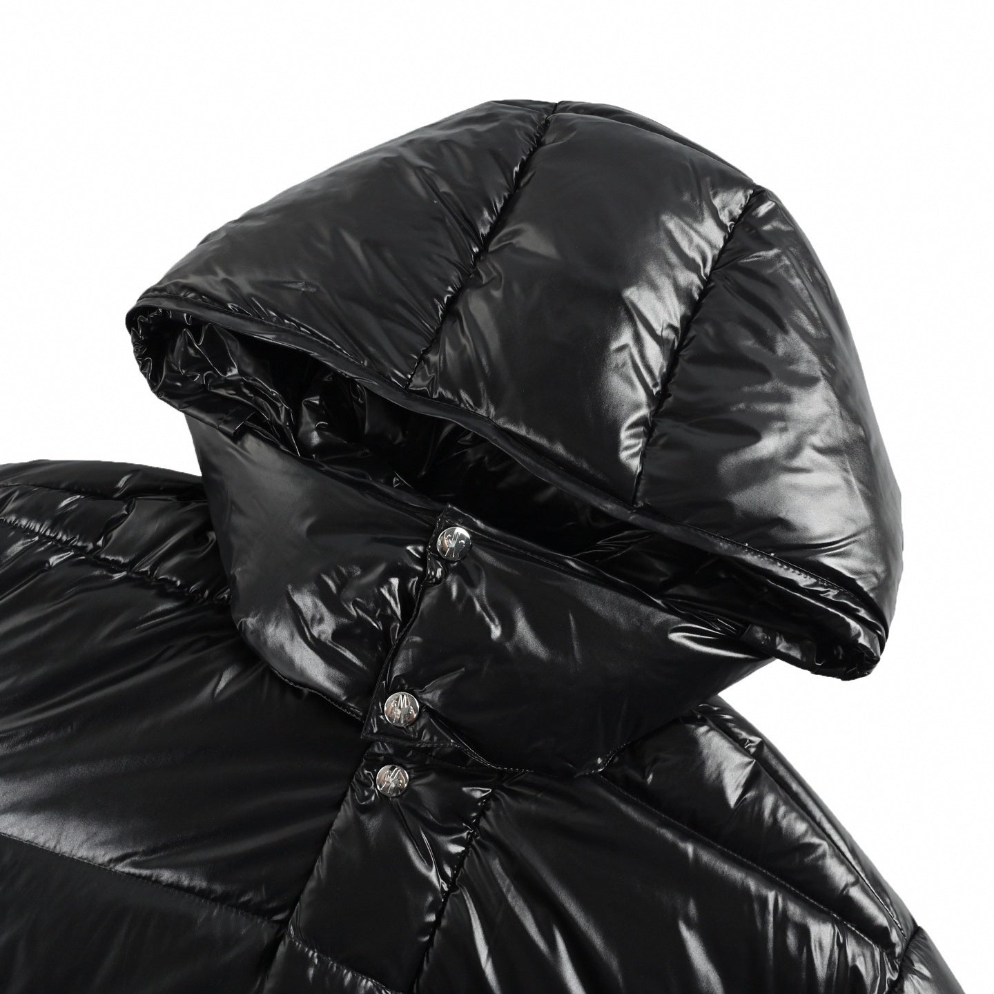 High-Gloss Nylon Long Down Parka | Black