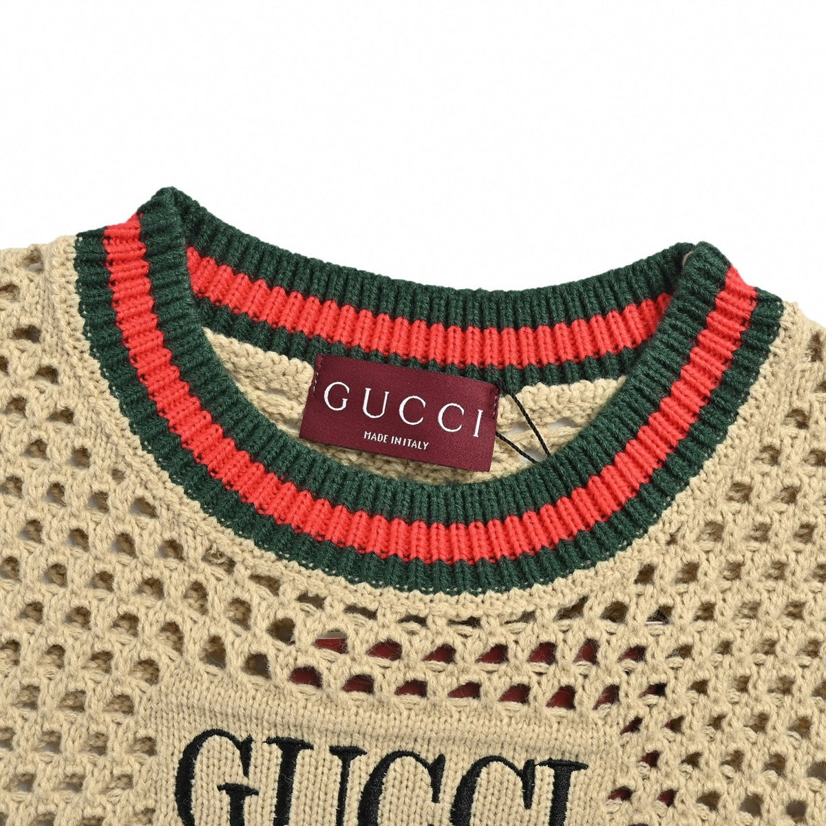 Web Stripe Crochet Knit T-Shirt