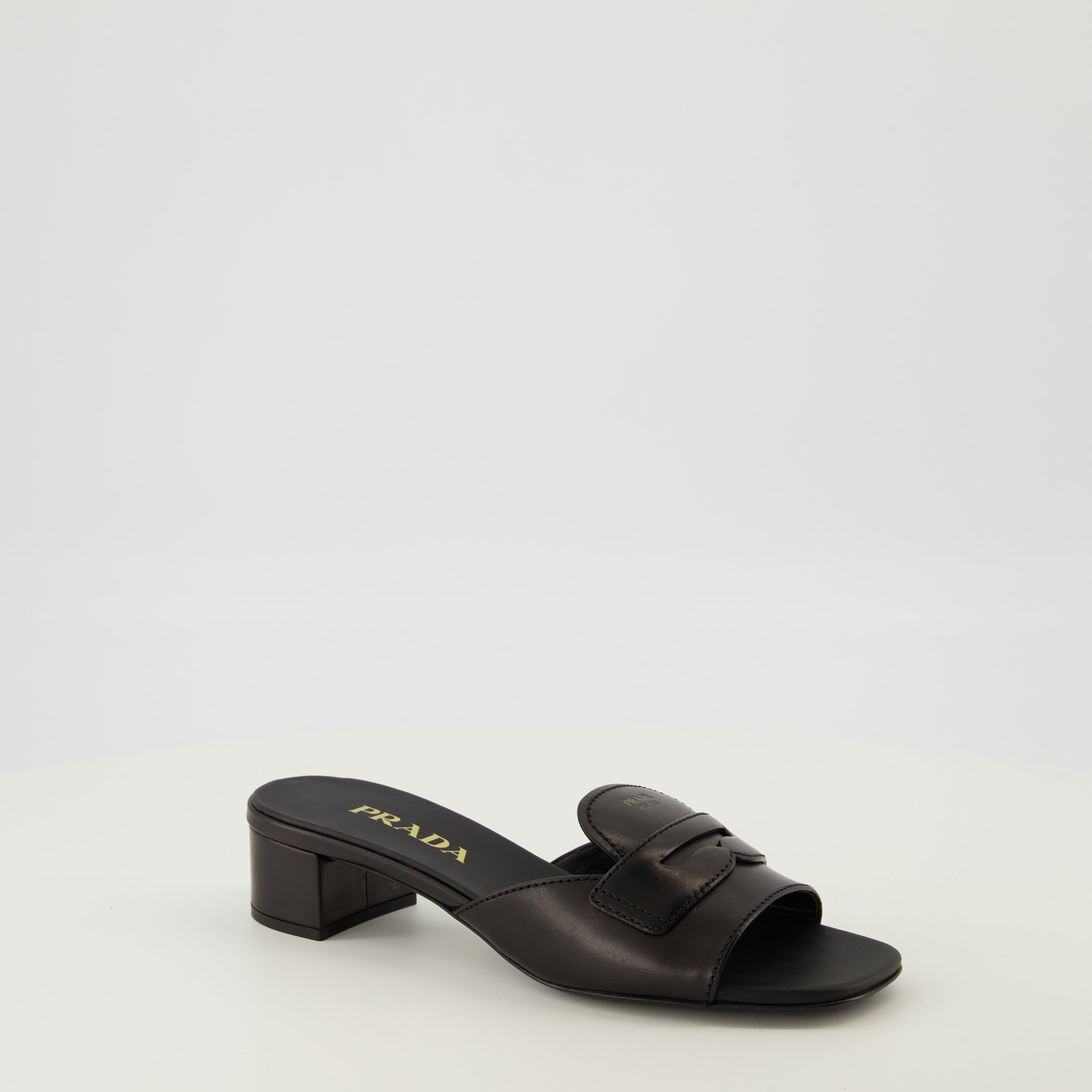 Black Leather Mules