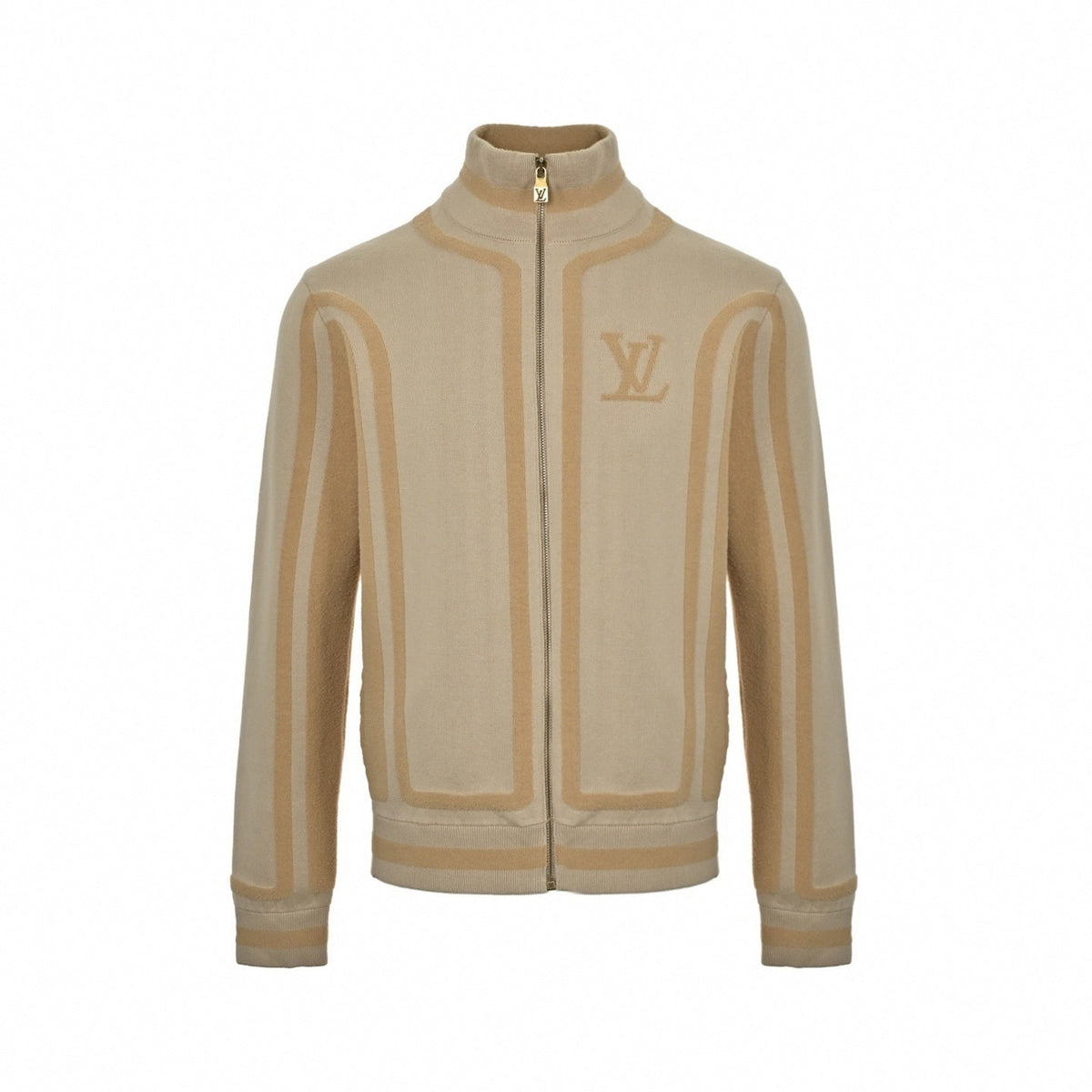 Script Textured Knit Cardigan | Beige