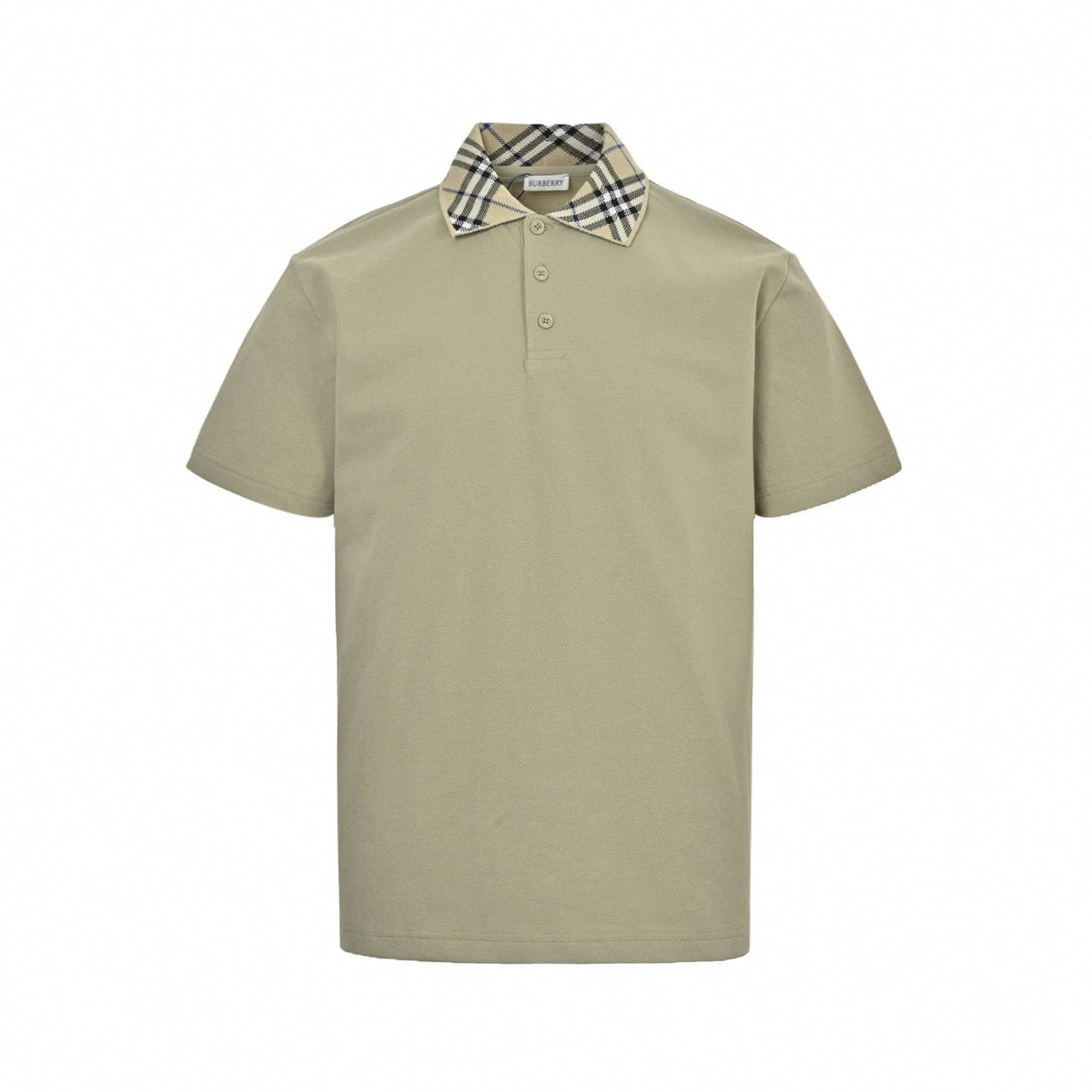 Check Collar Piqué Polo | Sage Green
