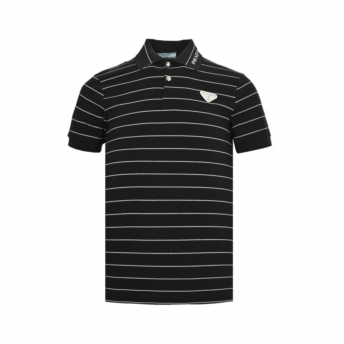 Striped Triangle Logo Polo Shirt | Black & White