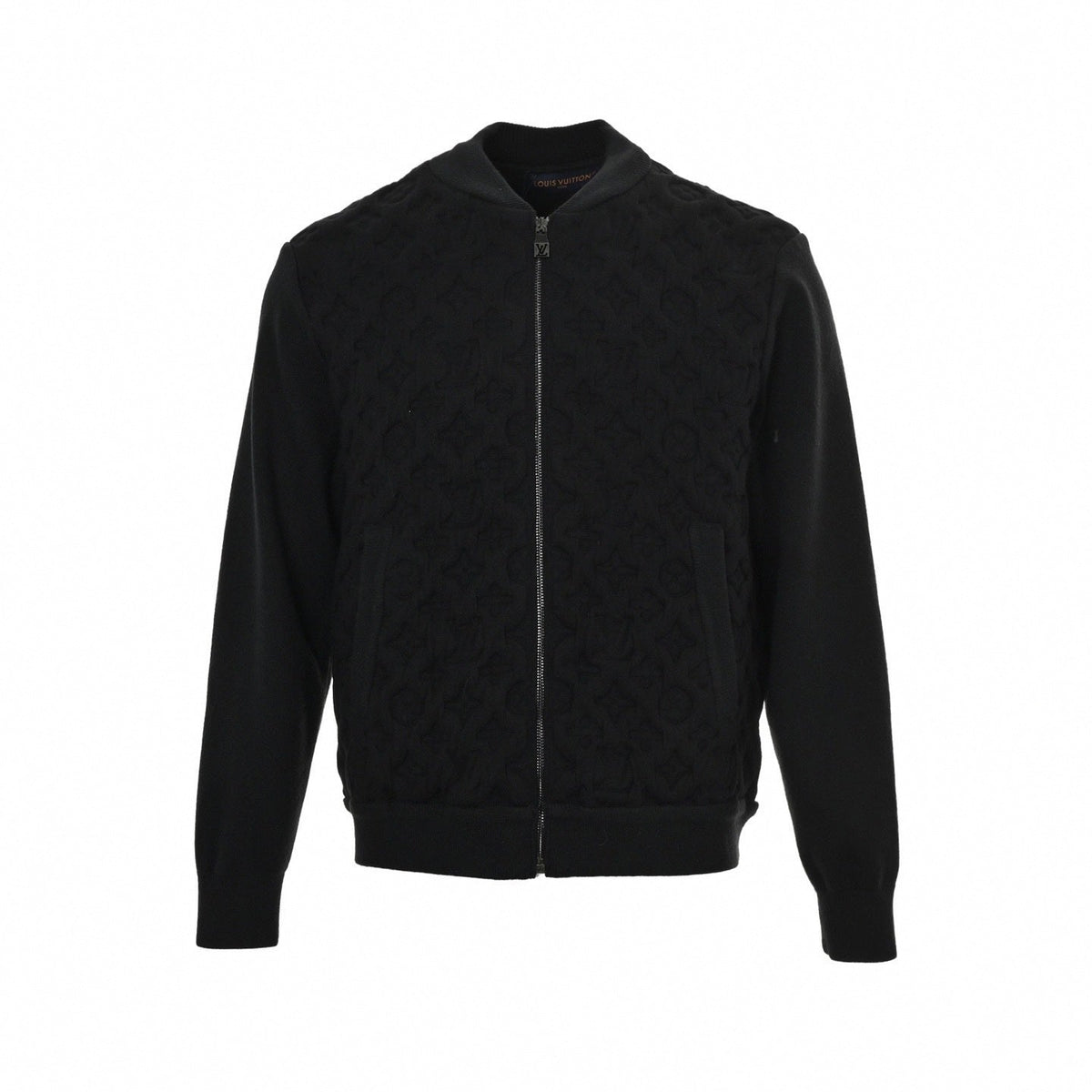 3D Monogram Relief Knit Bomber | Black