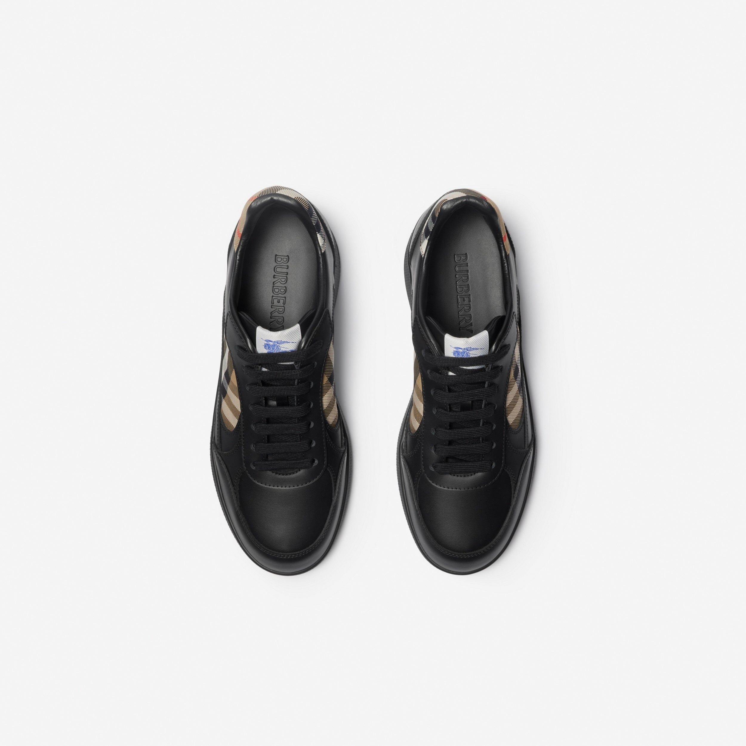 Check Panel Leather Low-Top Sneakers