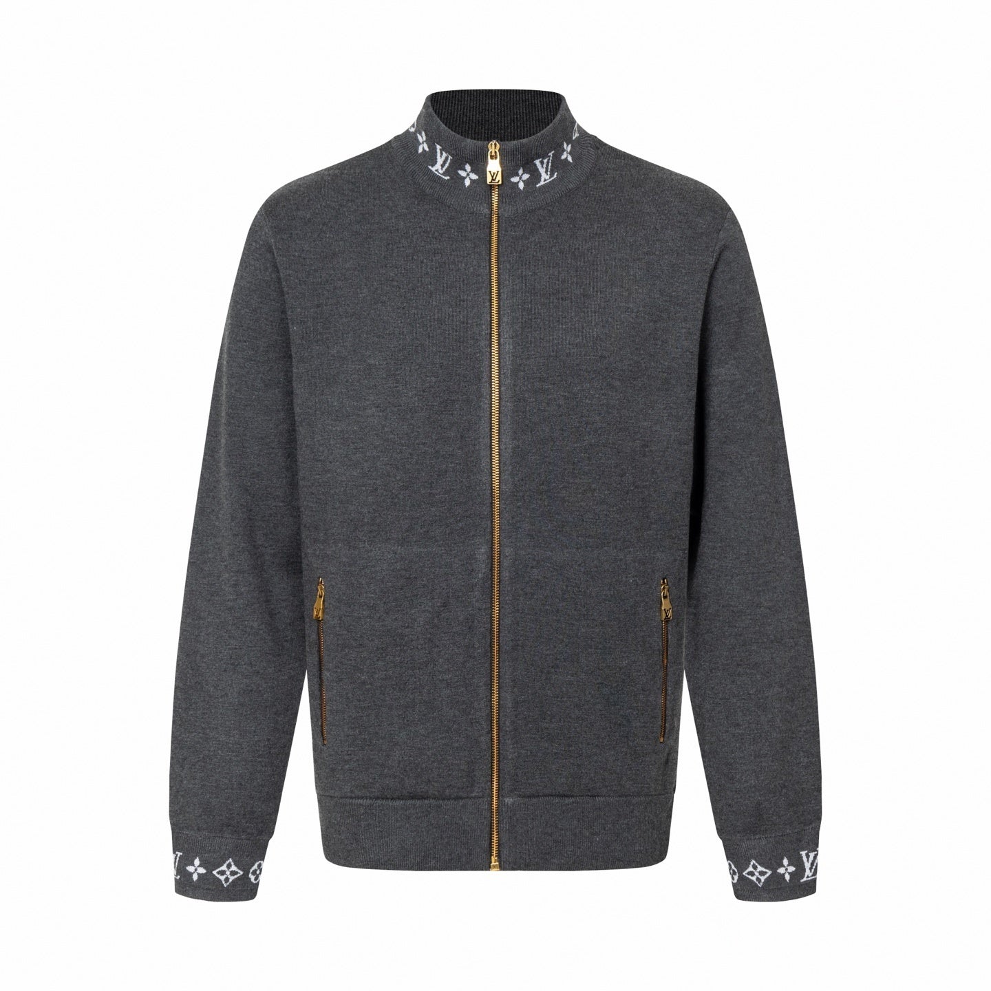 Monogram Trim Full-Zip Cardigan