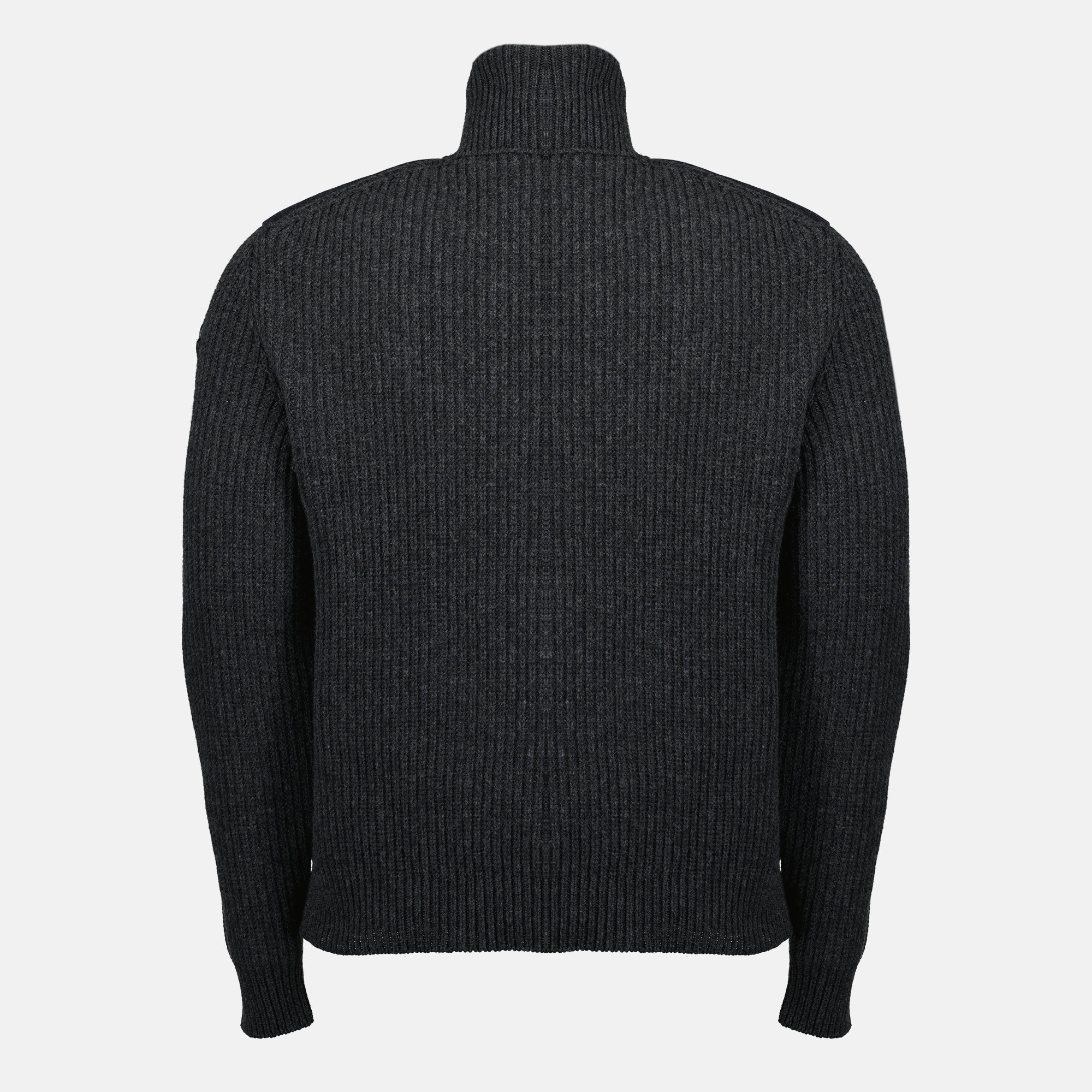 Gray Quilted Wool Zip Cardigan