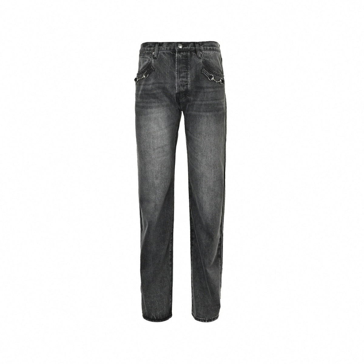Horsebit Washed Denim Jeans