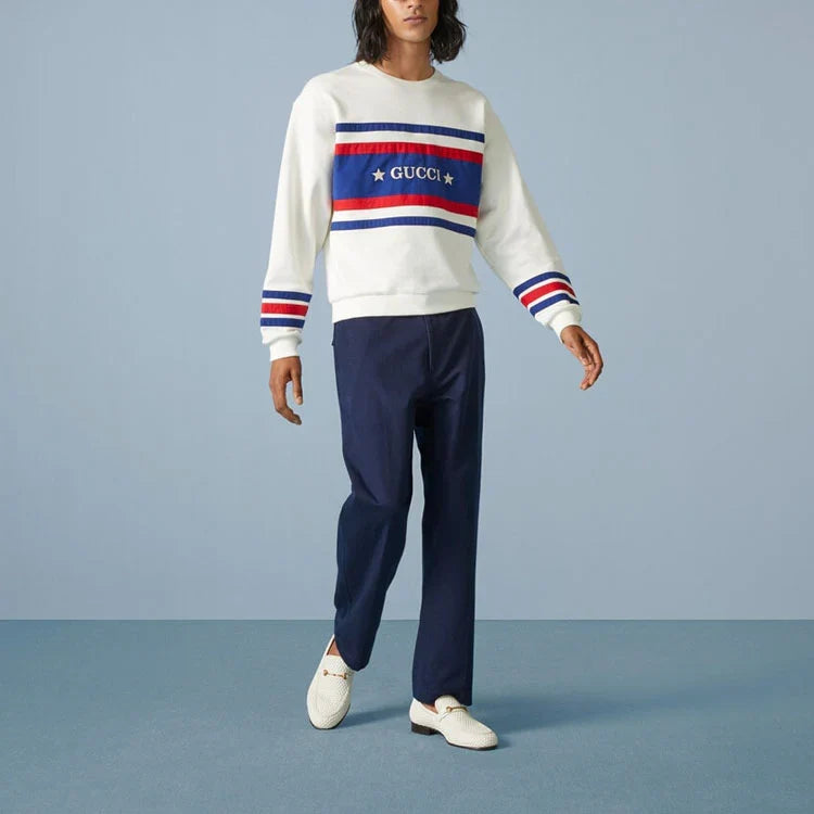Vintage Star Logo Striped Sweatshirt