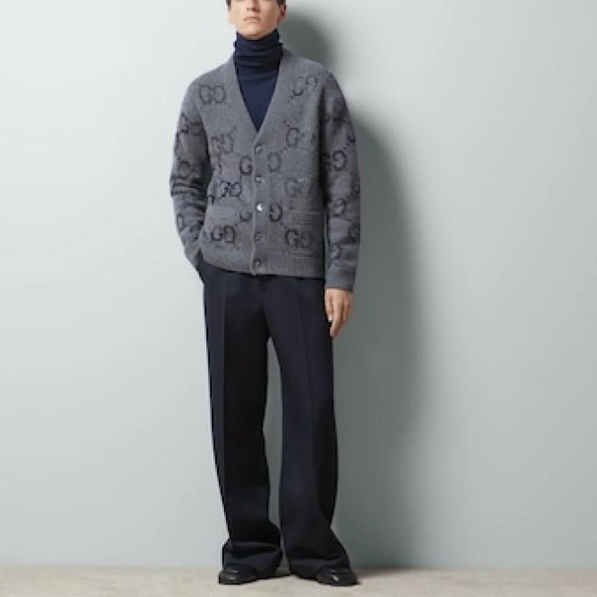 Brushed GG Jacquard Knit Cardigan