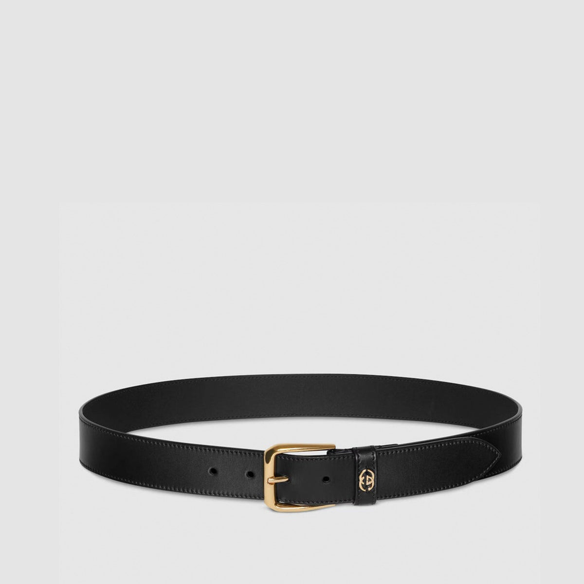 Interlocking G Leather Belt | Black & Gold