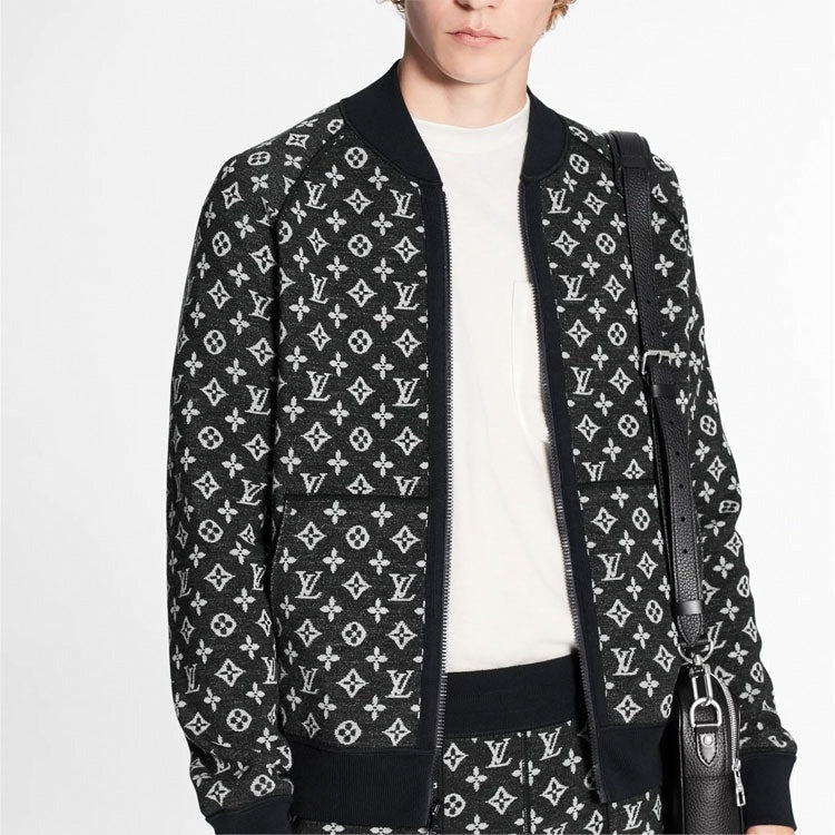 Monogram Jacquard Zip-Up Jacket | Black