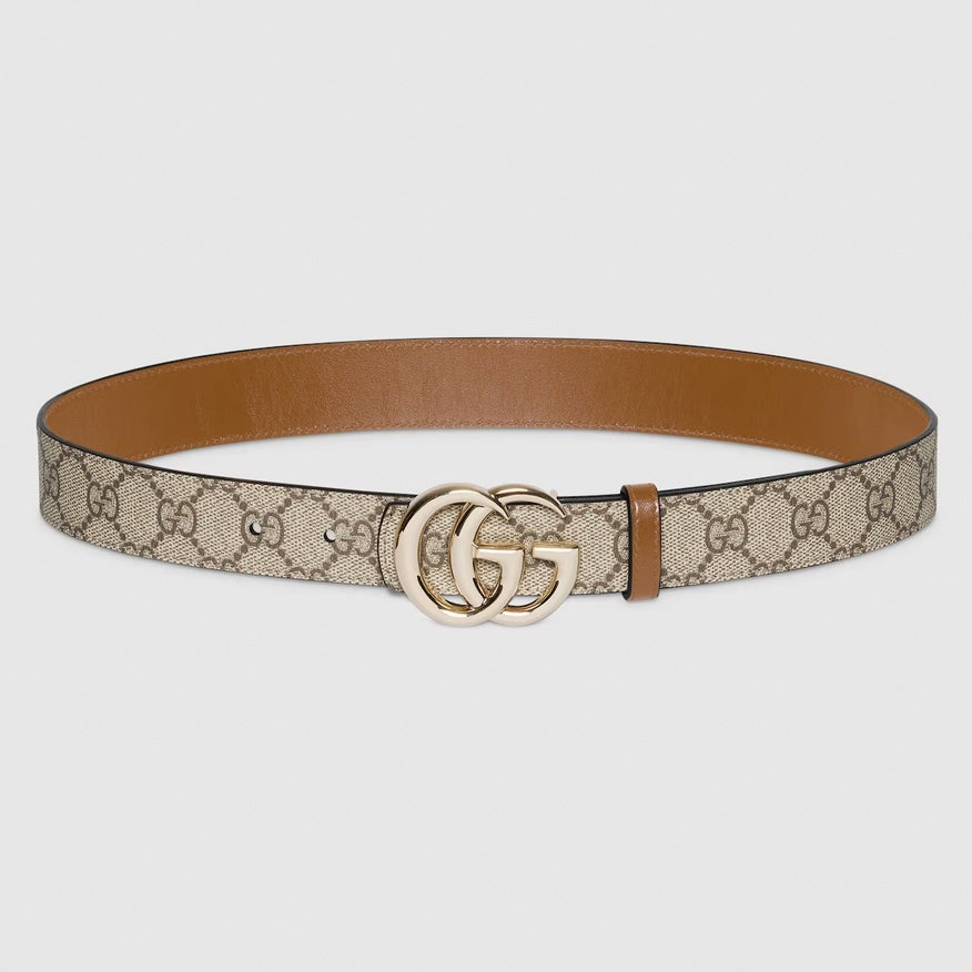 GG Marmont Reversible Belt | GG Supreme & Brown Leather