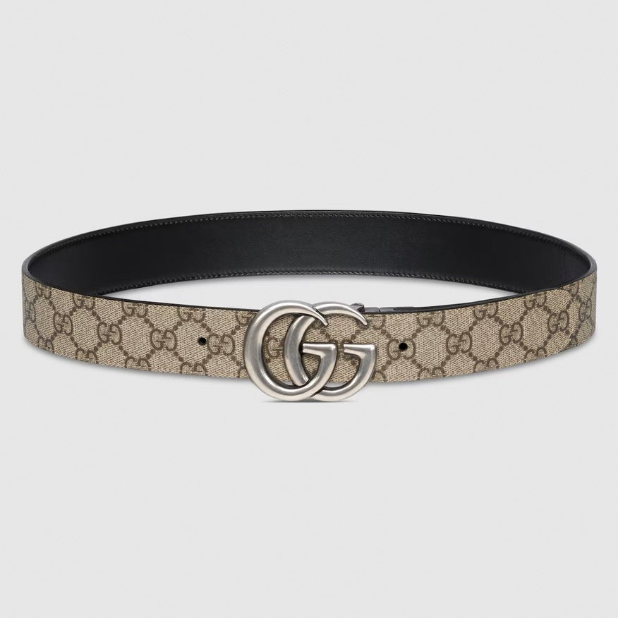 GG Marmont Reversible Belt | GG Supreme & Black Leather