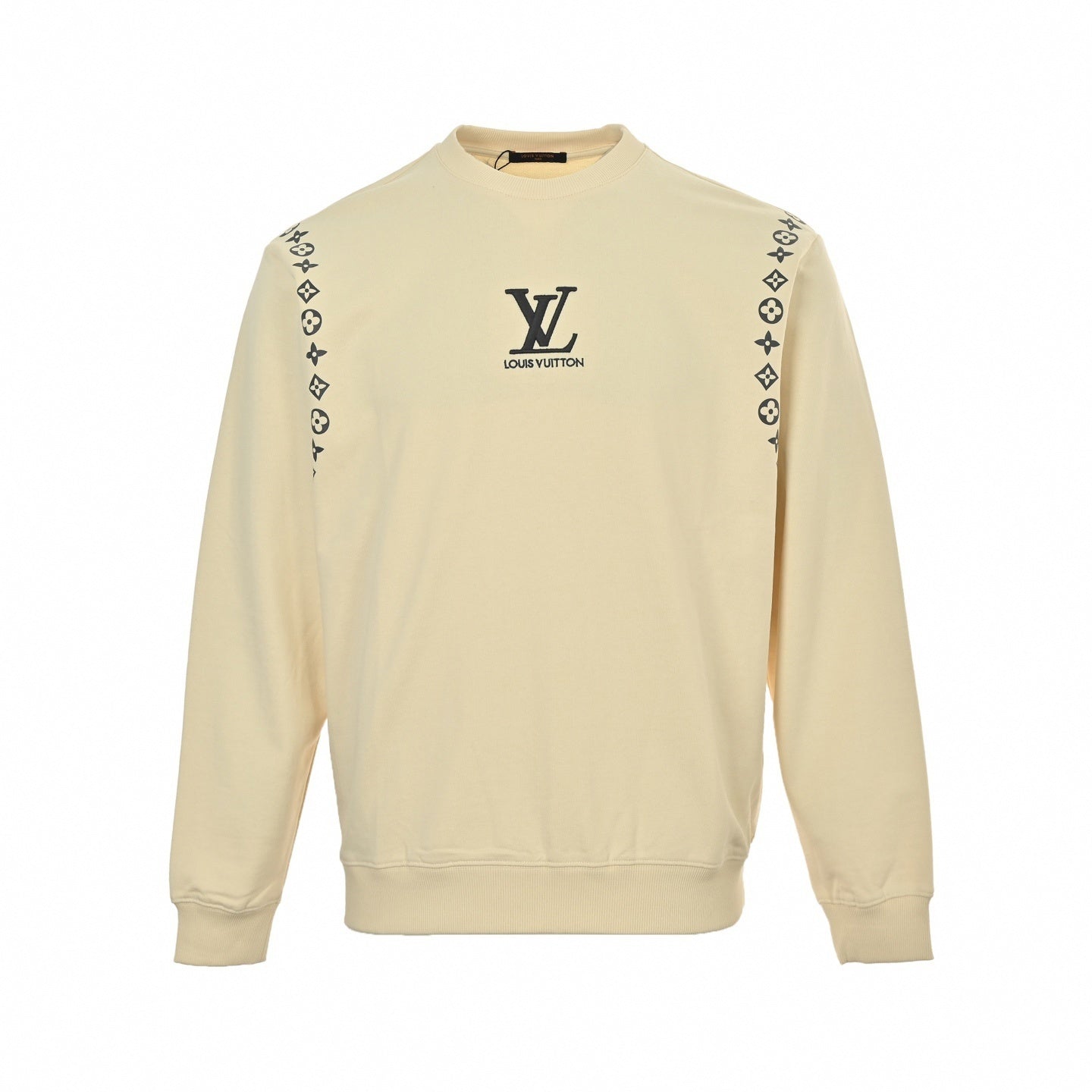 Embroidered Monogram Sleeve Sweatshirt | Cream