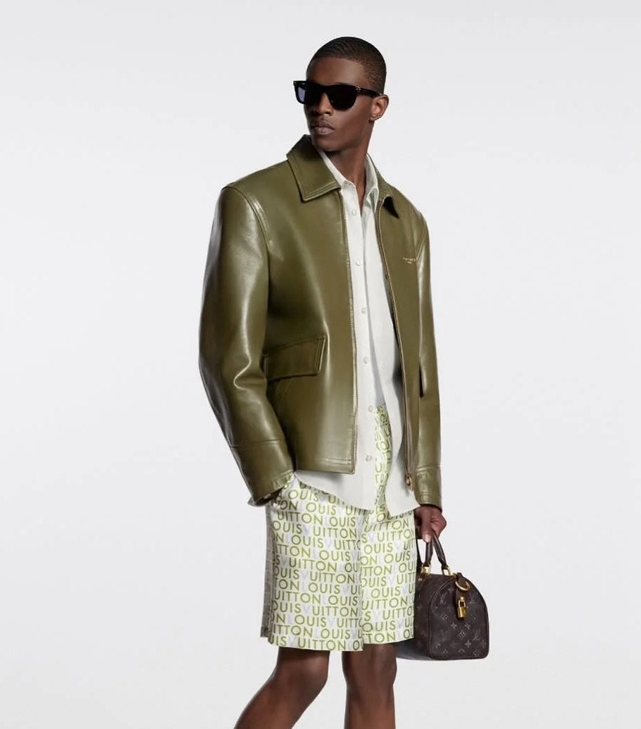 Typographic Print Shorts | Cream & Green