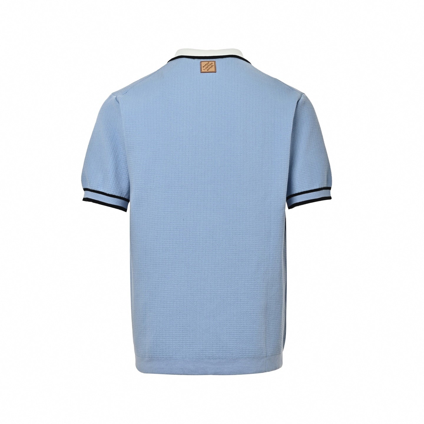 Contrast Trim Knit Shirt - Light Blue