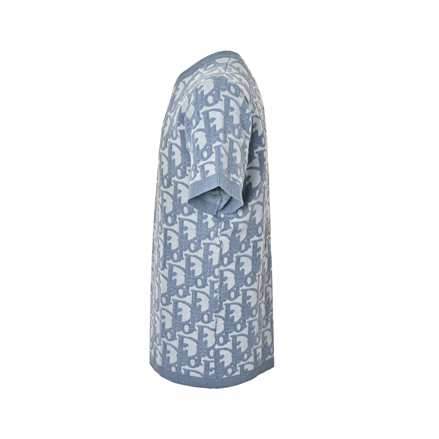 Oblique Jacquard Knit T-Shirt | Light Blue