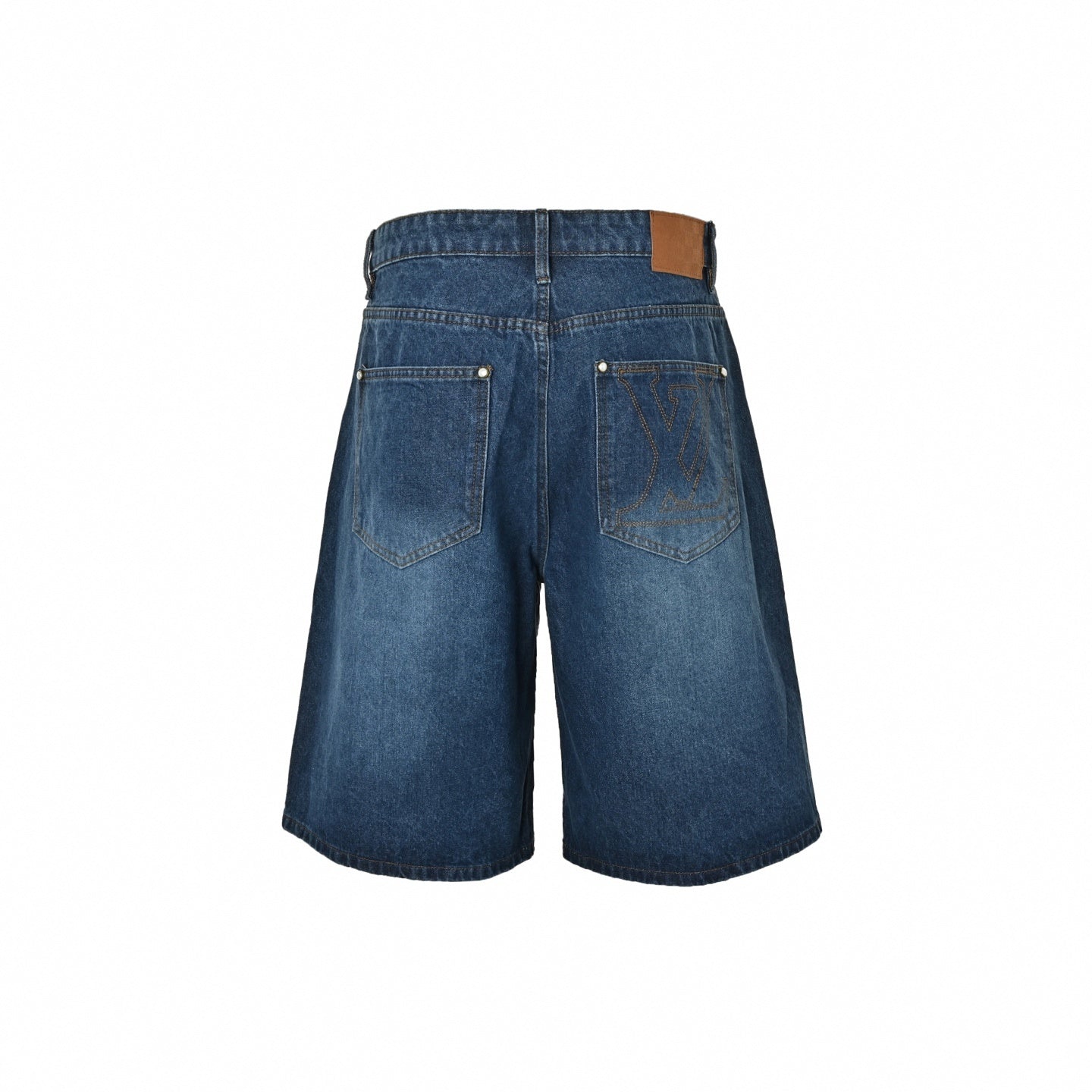 Embroidered LV Baggy Denim Shorts - Vintage Blue