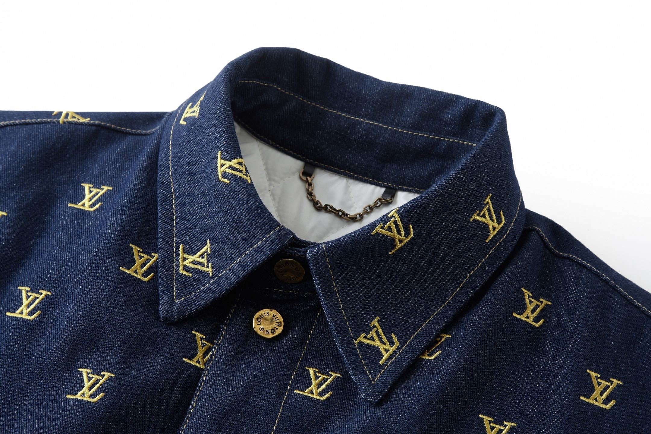 Gold Monogram Denim Jacket | Indigo