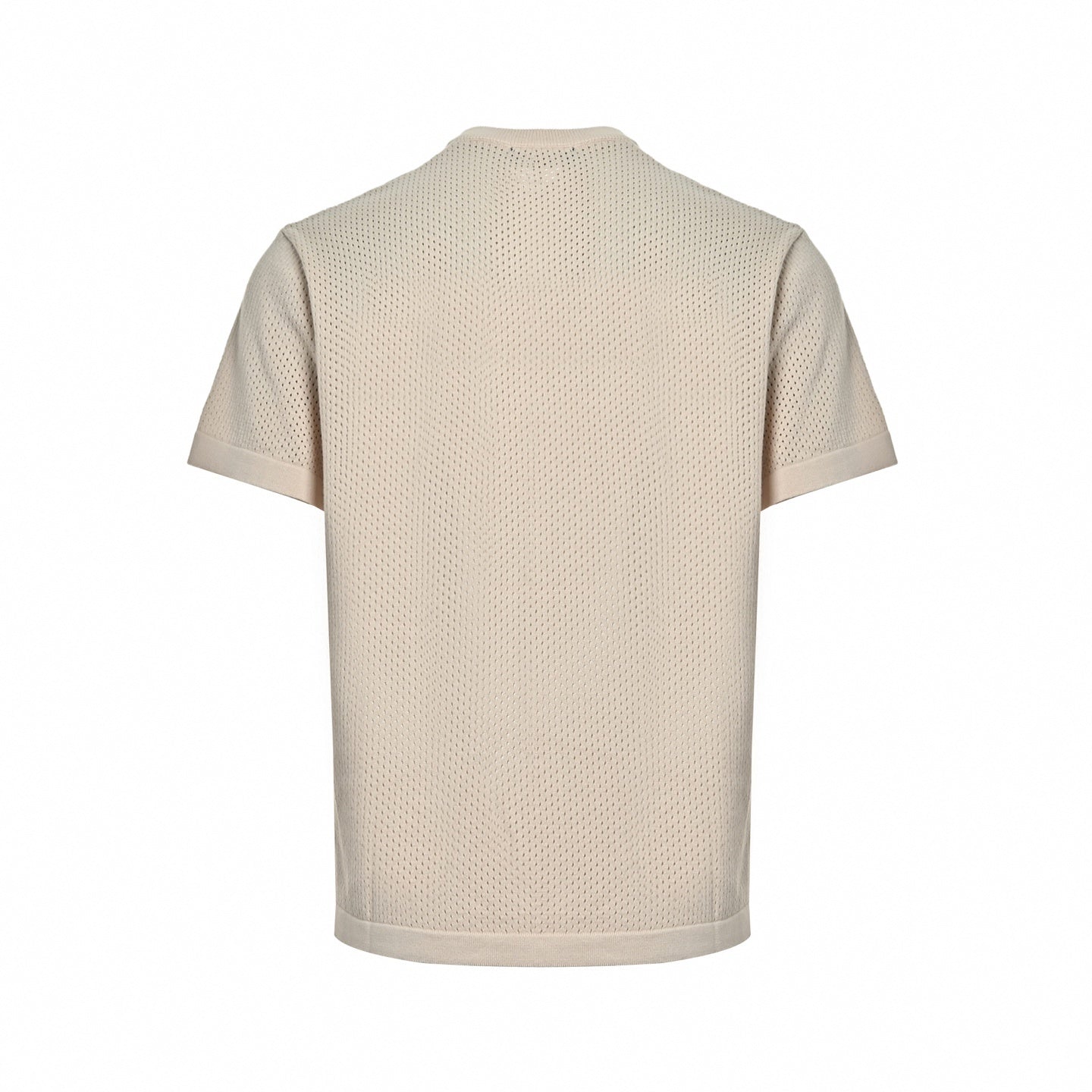 Pointelle Logo Knit T-Shirt - Beige