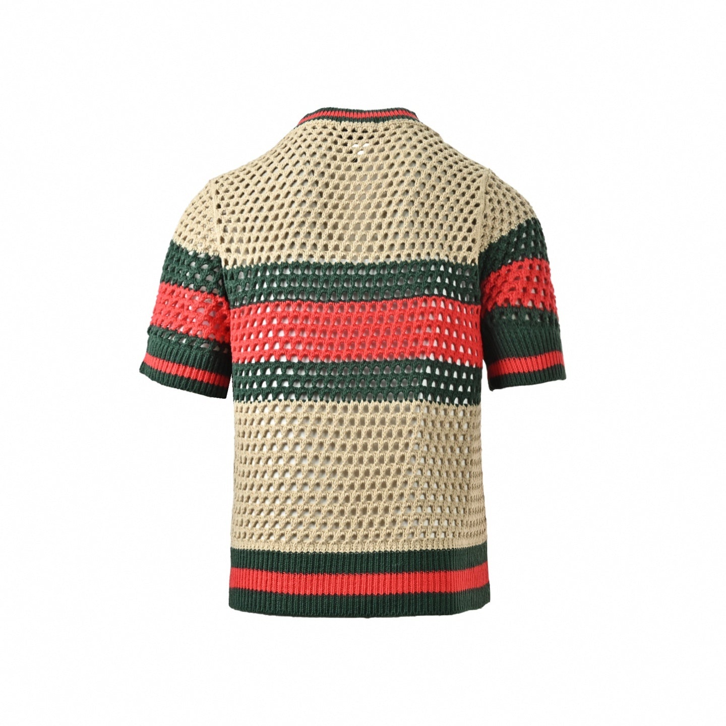 Web Stripe Crochet Knit T-Shirt