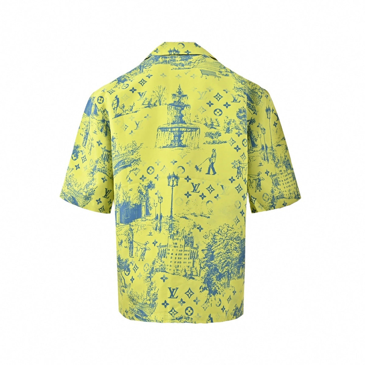 Monogram Cityscape Print Shirt & Shorts Set | Yellow & Blue