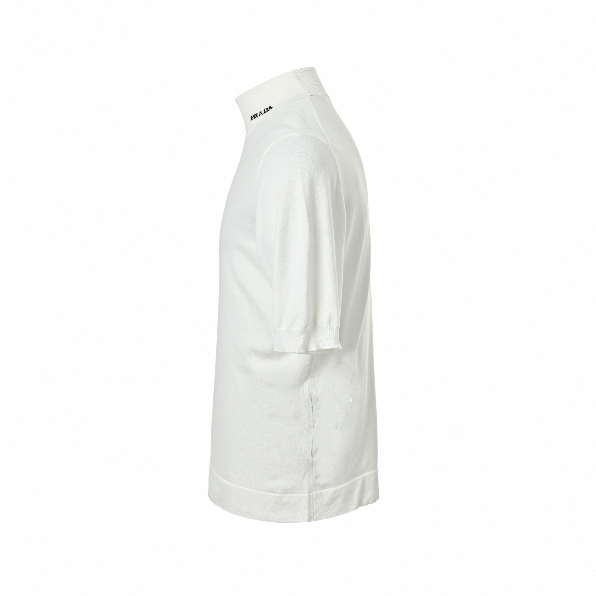Mock Neck Logo Knit T-Shirt