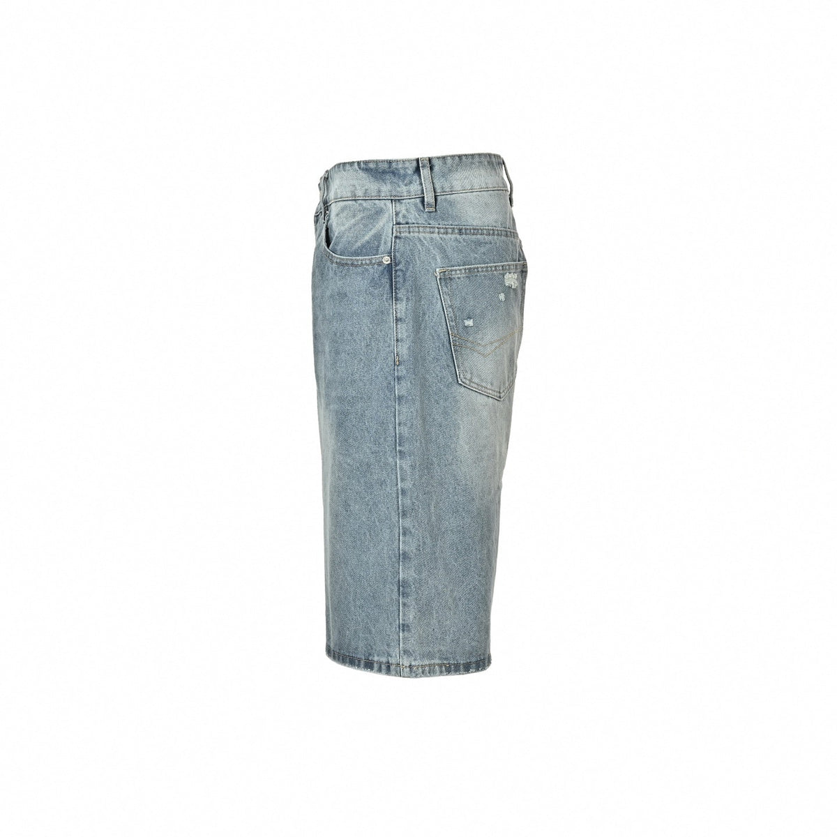 Oversized Distressed Denim Shorts | Light Blue Wash