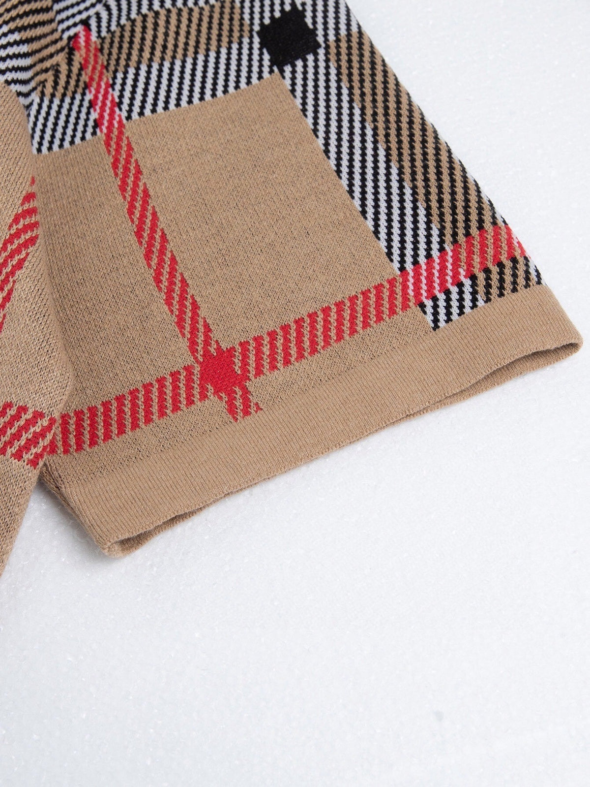 Oversized Check Knit Polo Shirt | Archive Beige