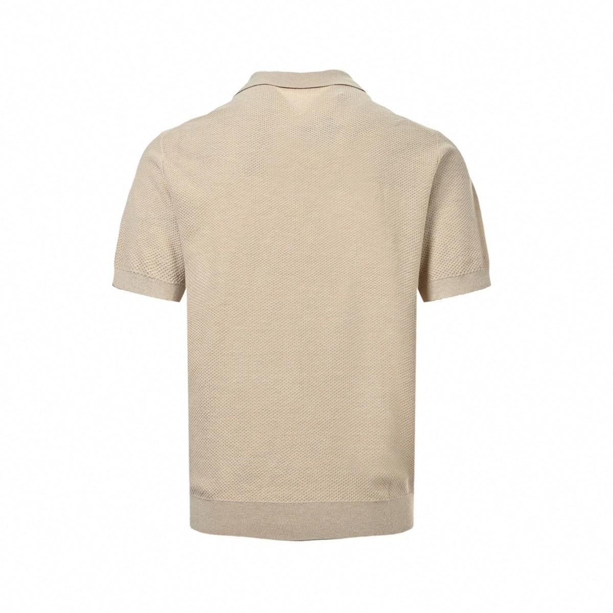 Textured Knit V-Neck Polo | Beige