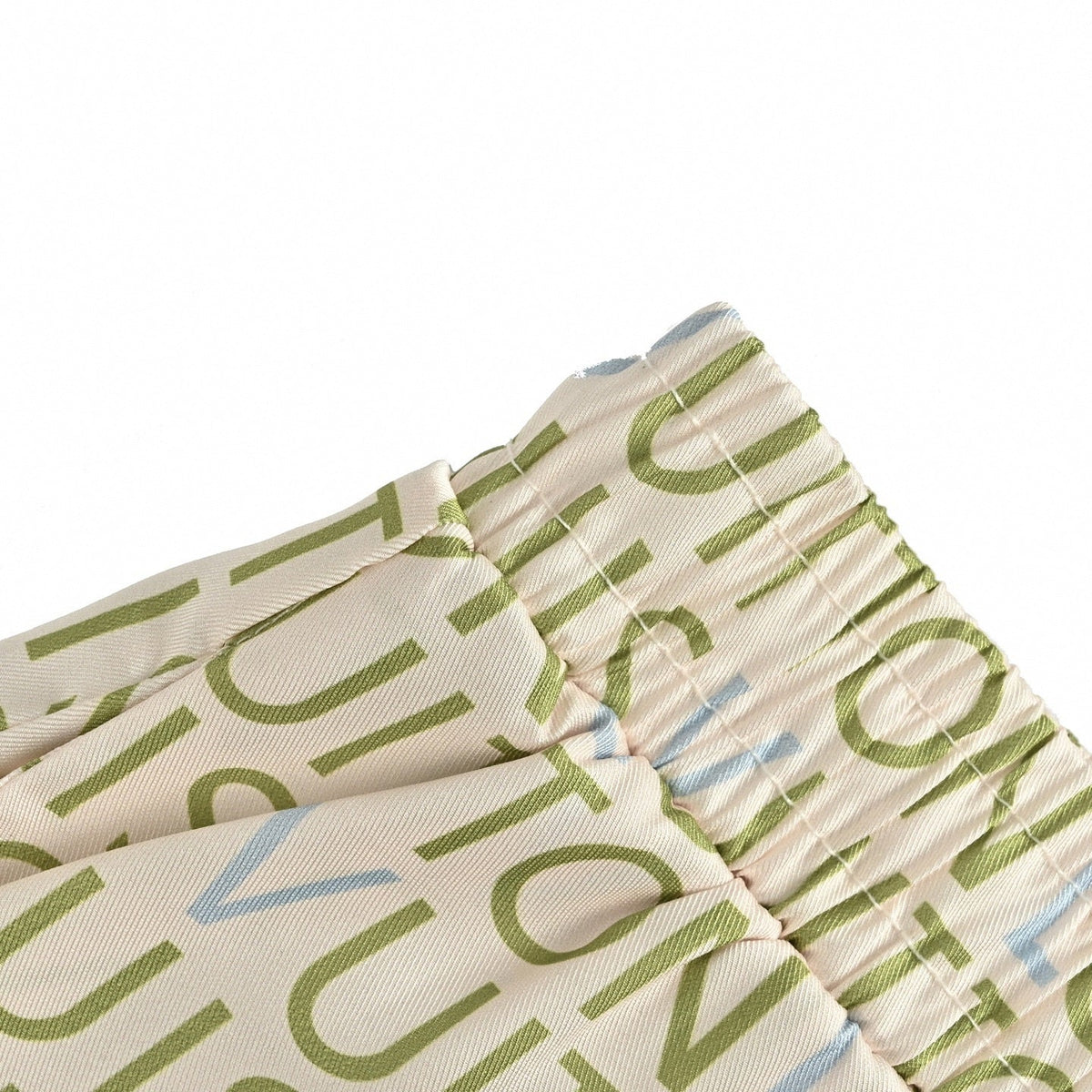 Typographic Print Shorts | Cream & Green