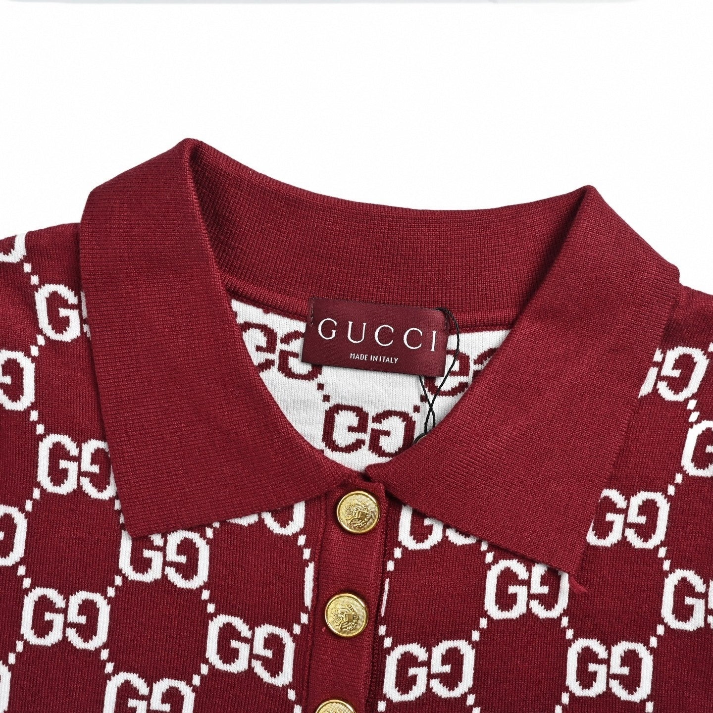 Monogram Knit Polo Shirt | Burgundy & White