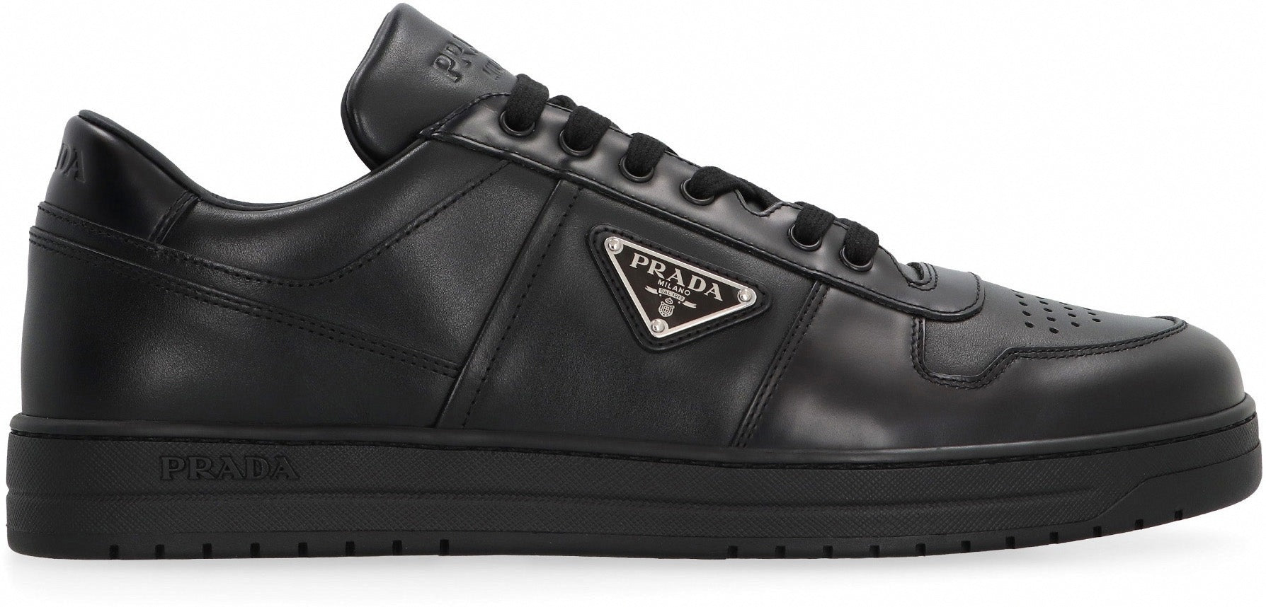 Leather Triangle Logo Sneakers | Black