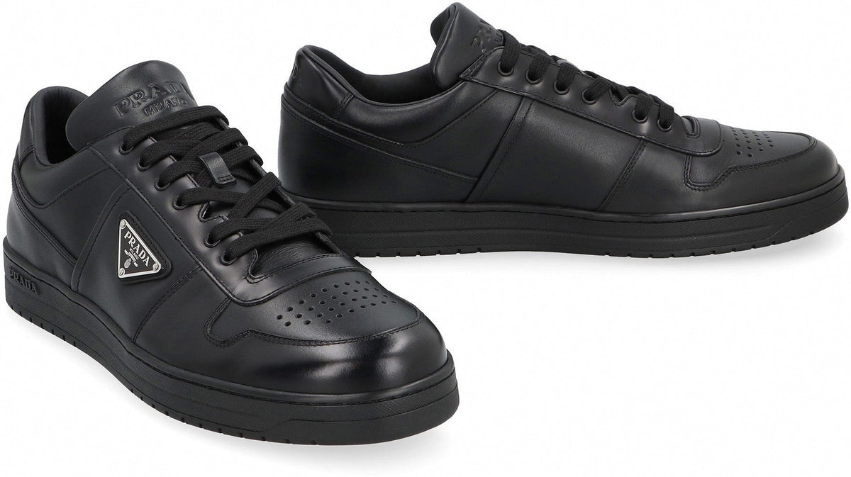 Leather Triangle Logo Sneakers | Black
