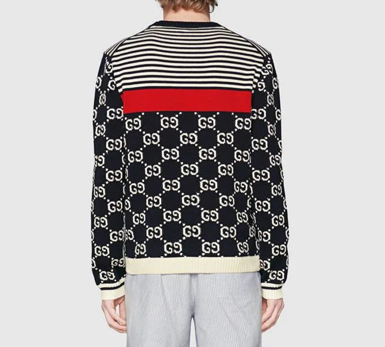 GG Jacquard & Striped Knit Sweater