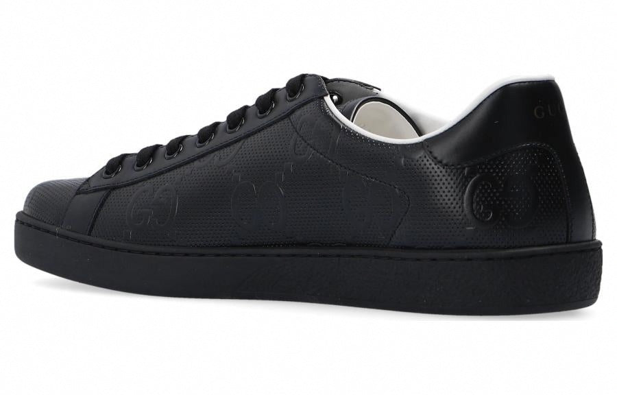 Embossed GG Perforated Leather Sneakers | Black