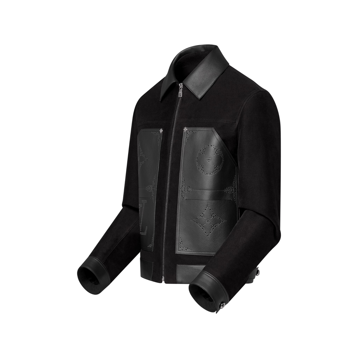 Monogram Mix Leather Workwear Blouson | Black