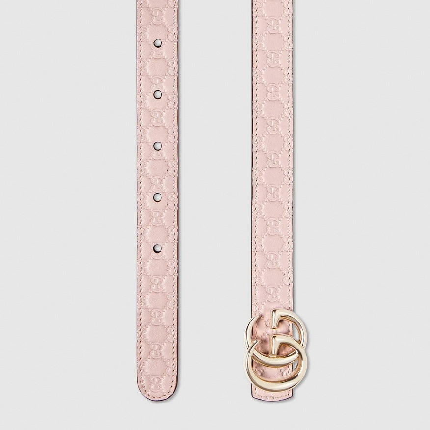 GG Marmont Reversible Belt | Pink GG Embossed Leather