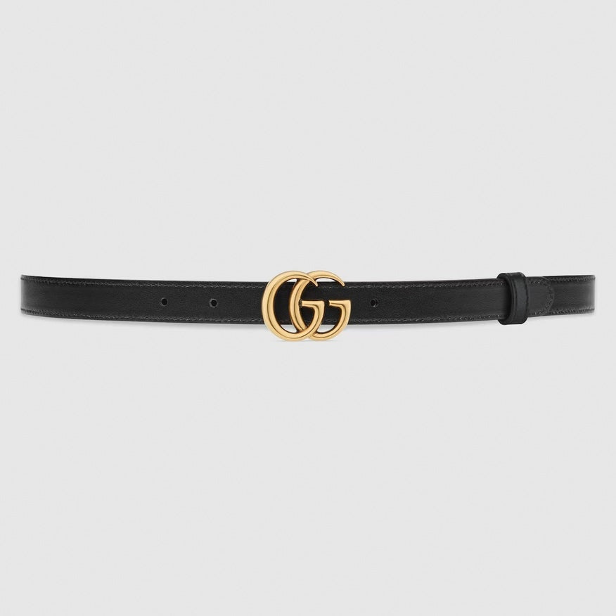 GG Marmont Reversible Thin Belt | GG Supreme & Black