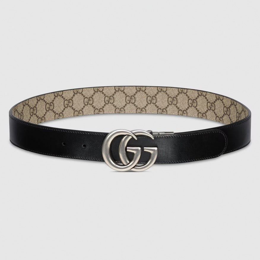 GG Marmont Reversible Belt | GG Supreme & Black Leather