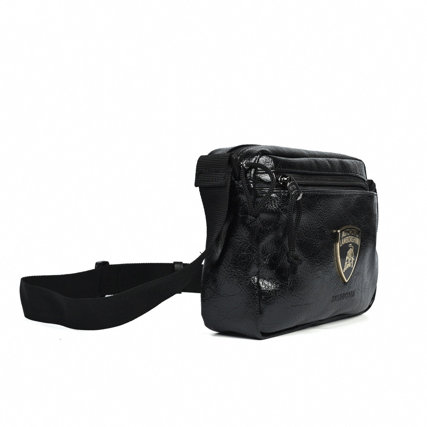 Lamborghini Shield Crinkled Crossbody | Black