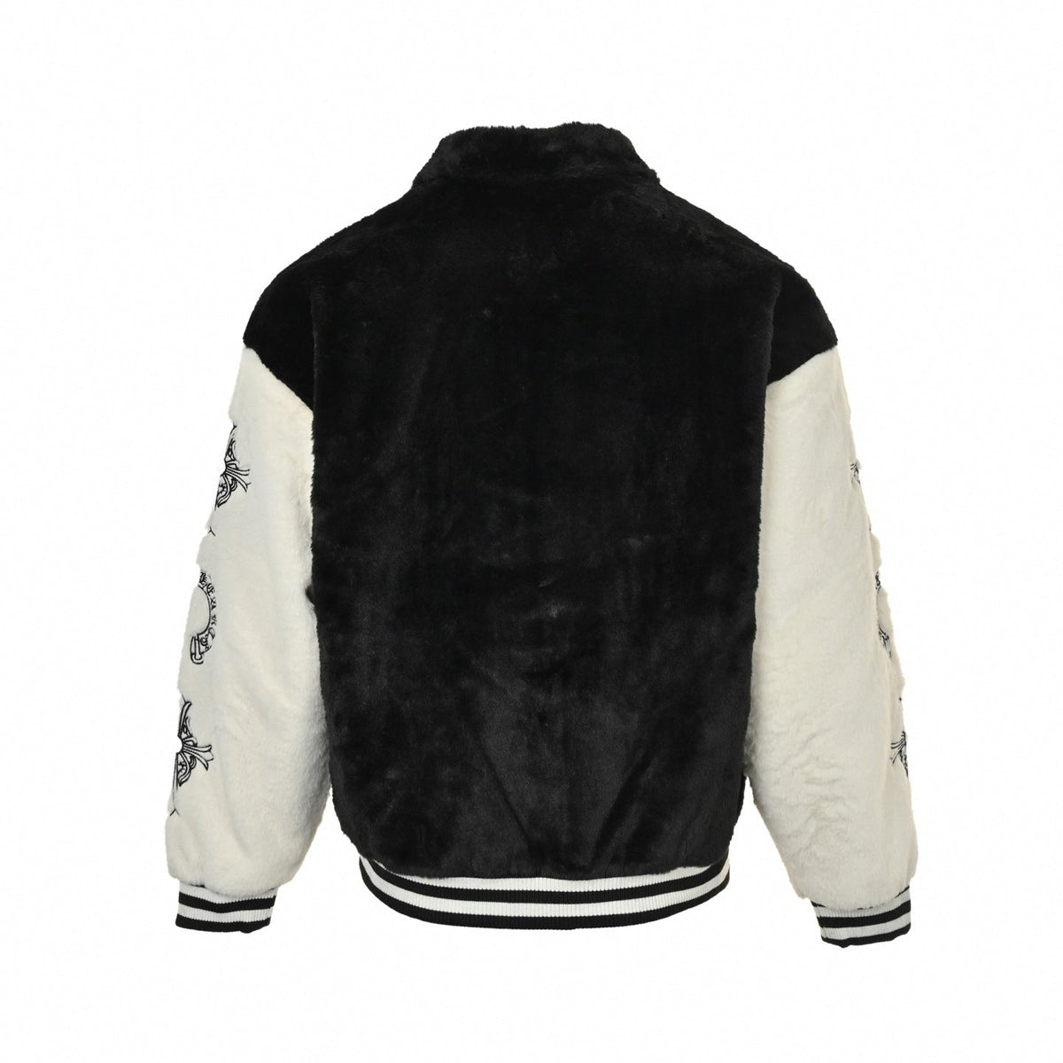 Faux Fur Horseshoe Logo Varsity Jacket