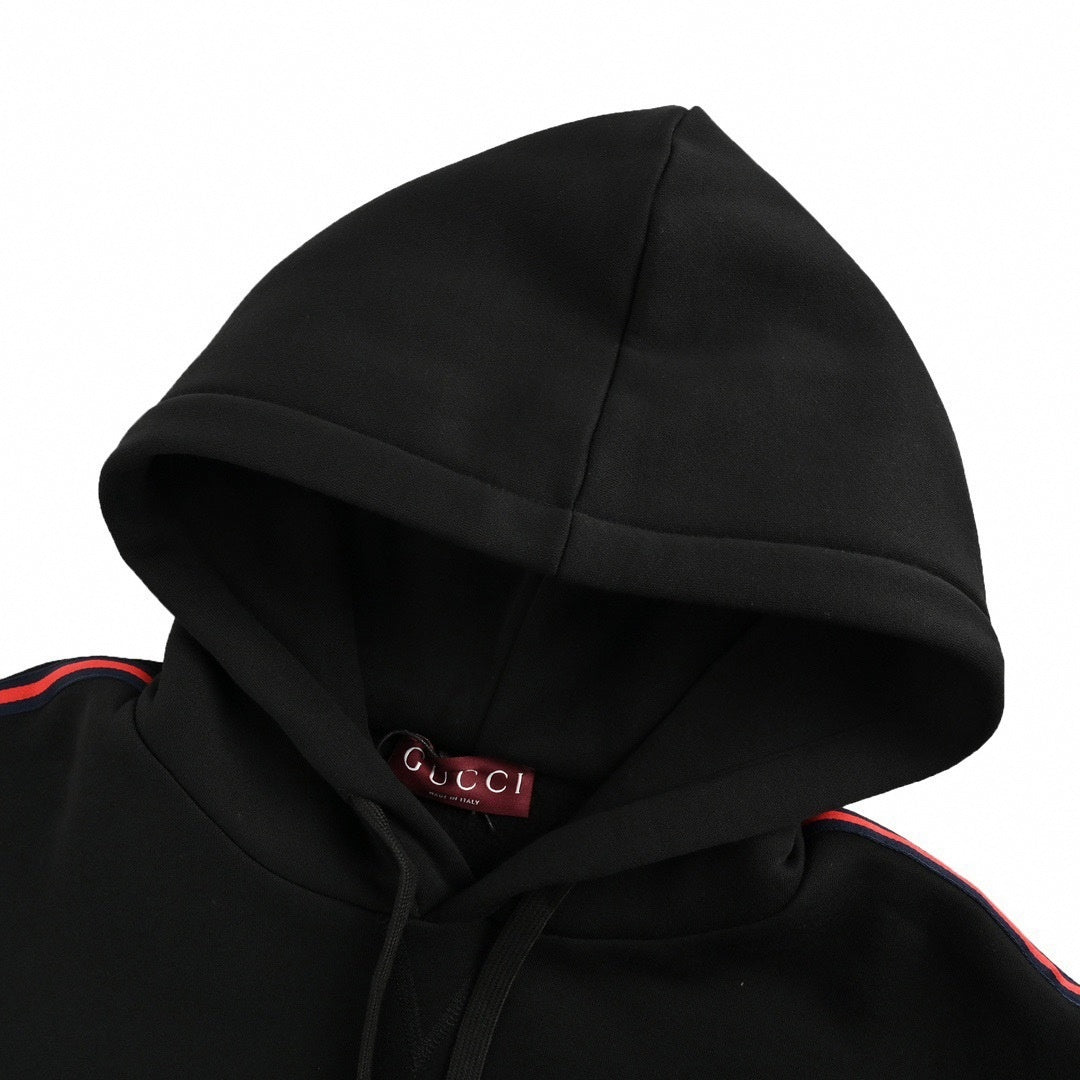 Web Stripe Detail Hoodie - Black