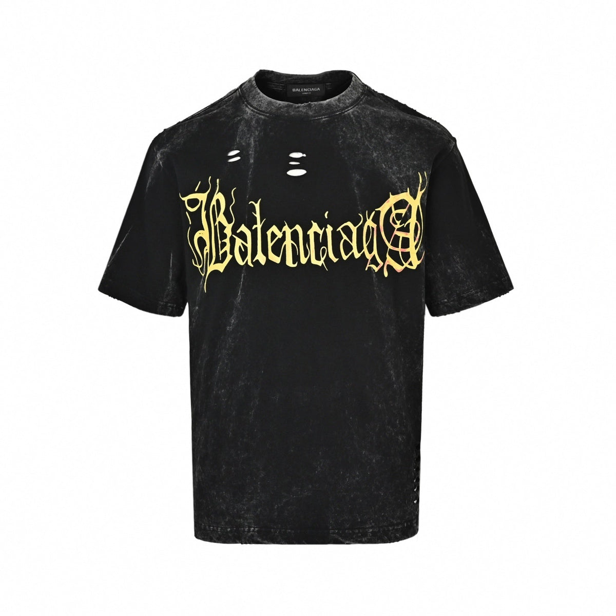 Distressed Gothic Logo 'See Now Buy Now' T-Shirt - Washed Black