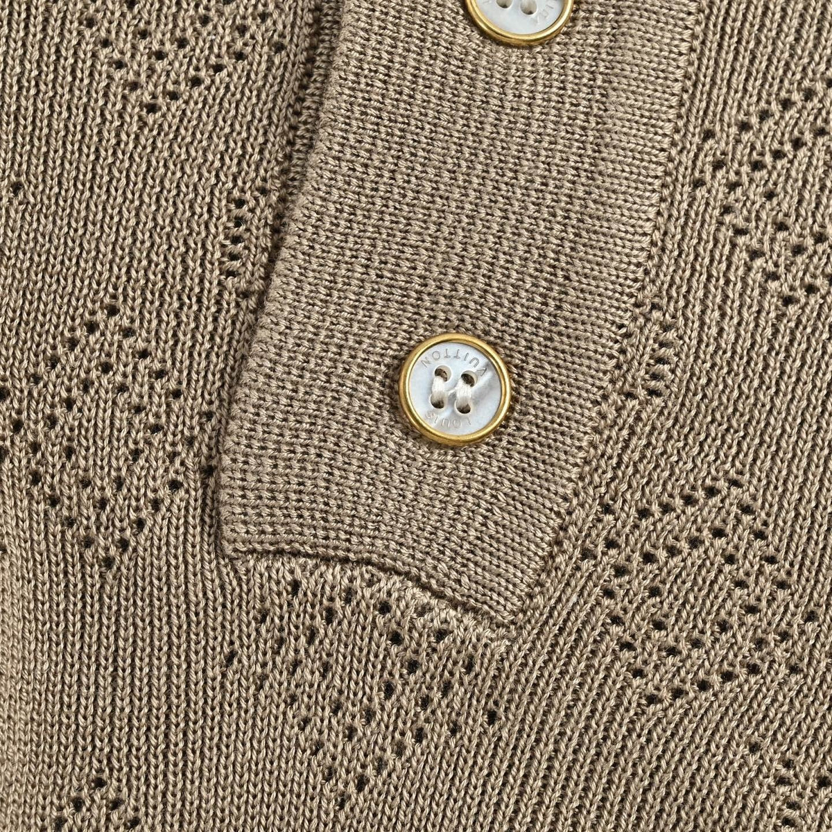 Pointelle Monogram Knit Polo | Taupe